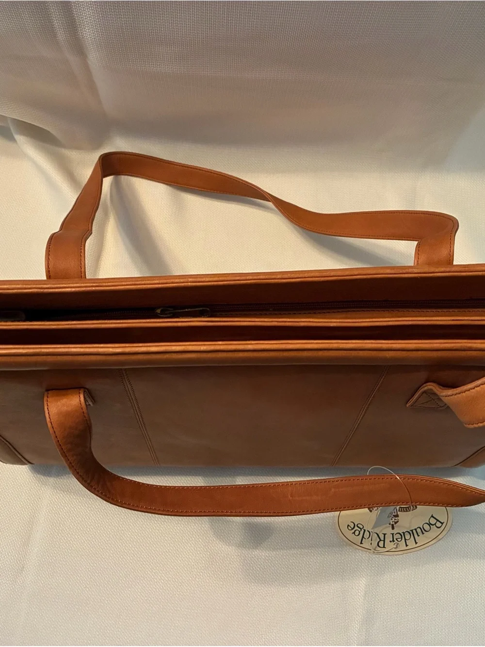 Boulder Ridge Tan Leather Briefcase Tote for Men